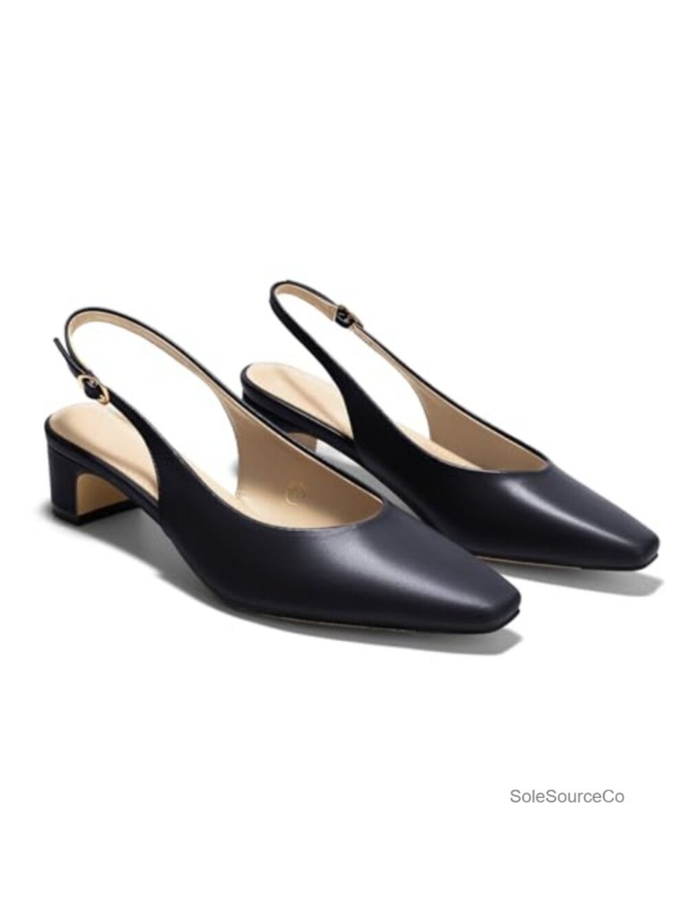 Coutgo Women's Chunky Low Heels Slingback Pumps Closed Pointed-Toe Work Office